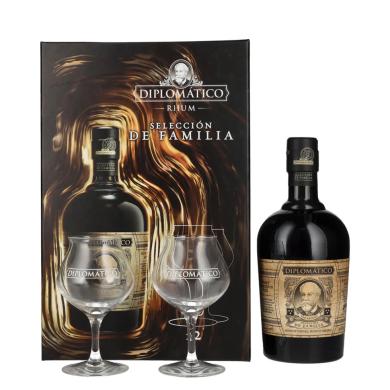 Diplomático Selección de Familia 0,7l 43% + 2 poháre v kartóne