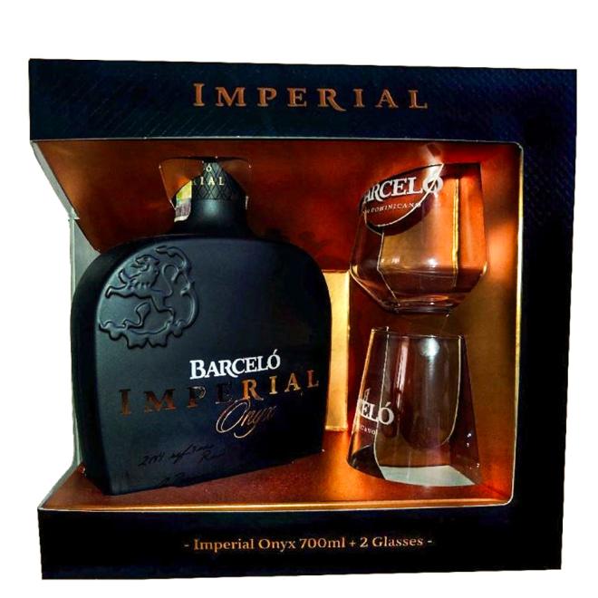 Barceló Imperial Onyx 0,7l 38% + 2 poháre v kartóne